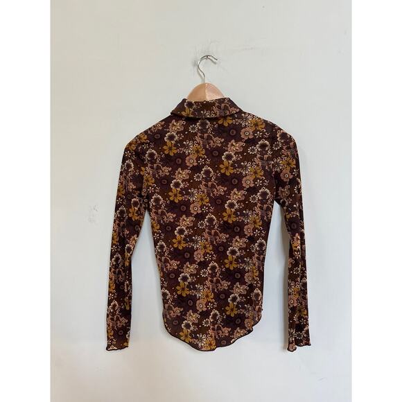 Aritzia Wilfred Moscato Longsleeve Brown Floral XS Whimsigoth Dark Romantic - Picture 5 of 5